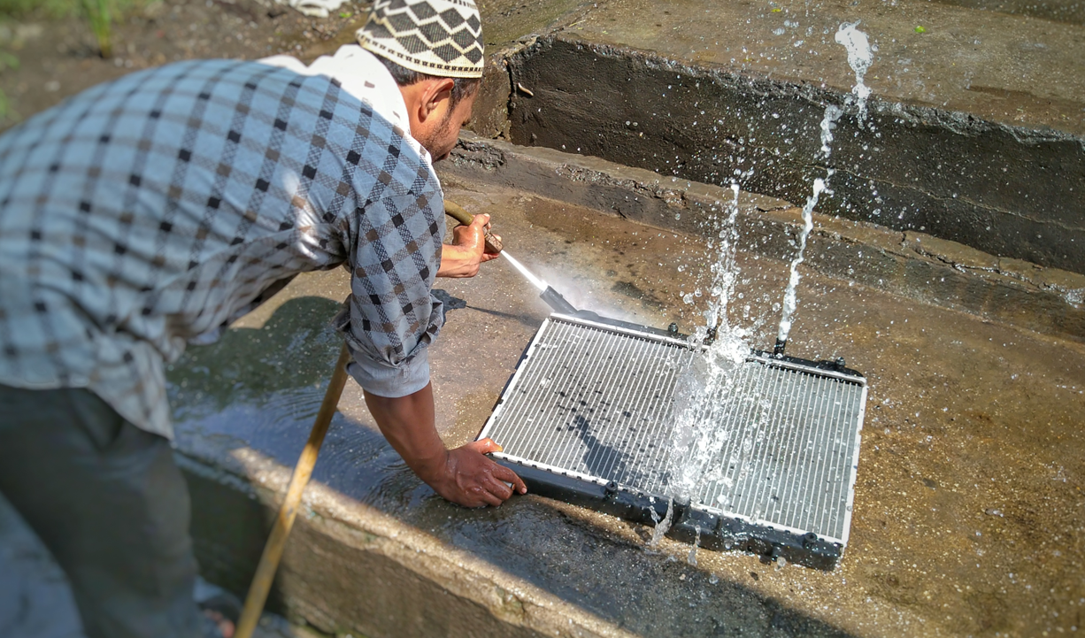pressure washing a vent
